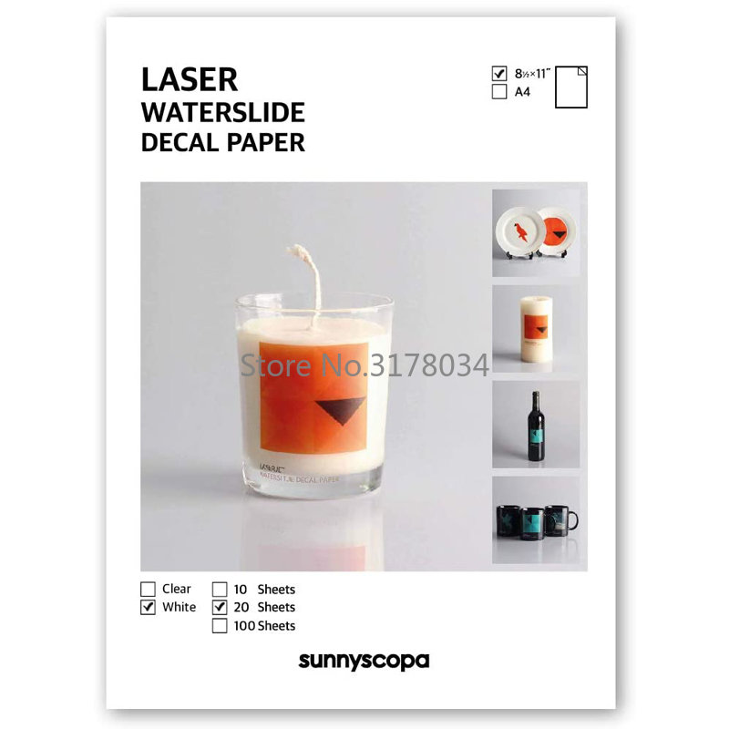 Waterslide Decal Paper - 20 Tờ A4 Trắng In Laser