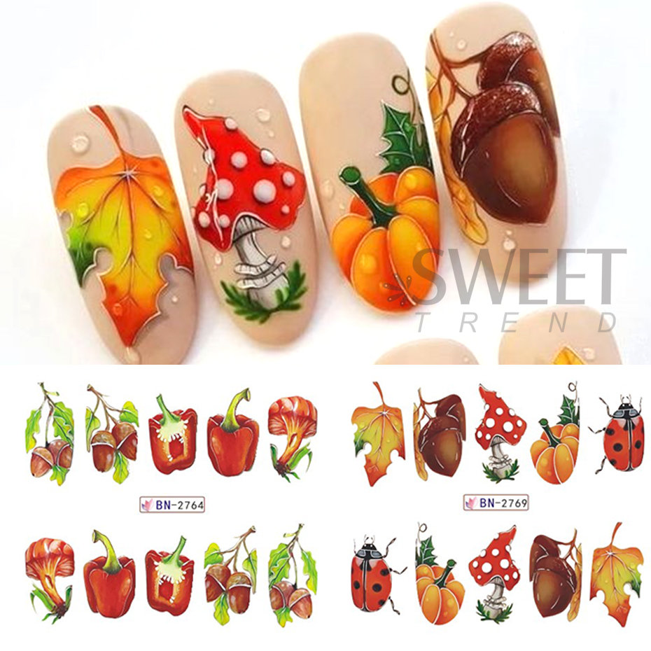 12pcs Autumn Nail Stickers Car - đánh giá và giá Waterslide Decal Paper