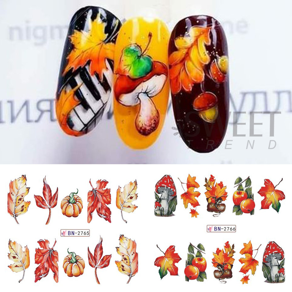 12pcs Autumn Nail Stickers Car - đánh giá và giá Waterslide Decal Paper