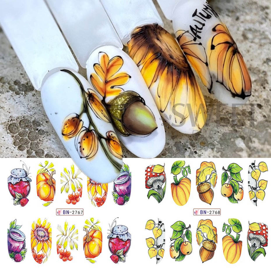 12pcs Autumn Nail Stickers Car - đánh giá và giá Waterslide Decal Paper