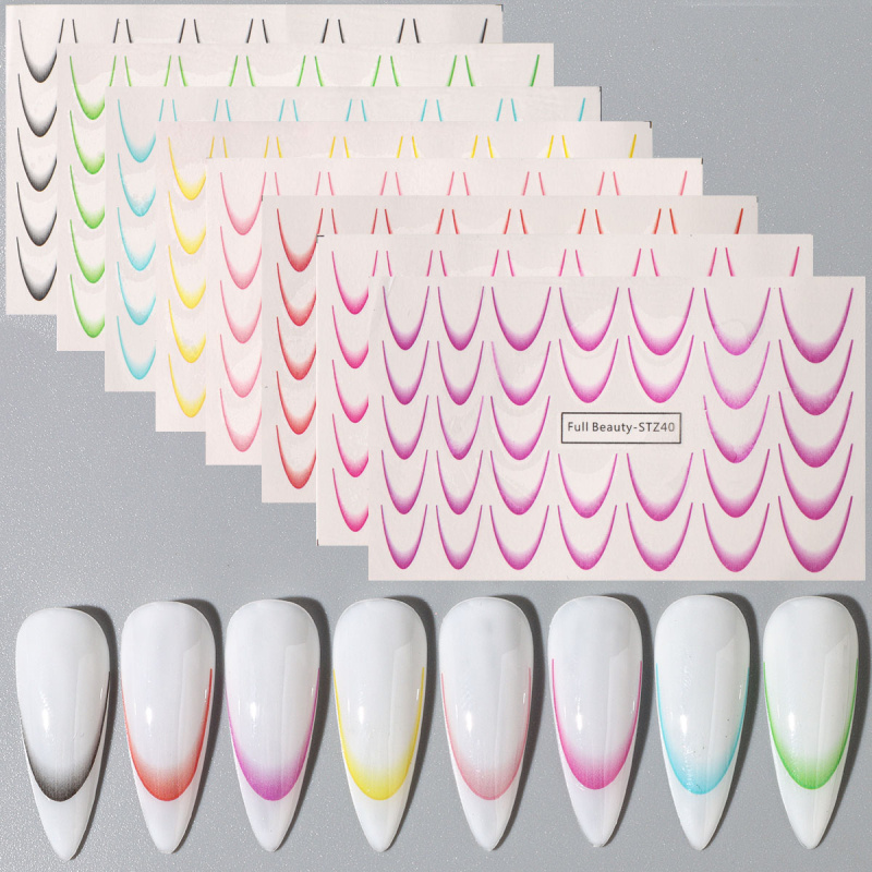 8pcs Gradient French Nail Art  - đánh giá và giá Waterslide Decal Paper