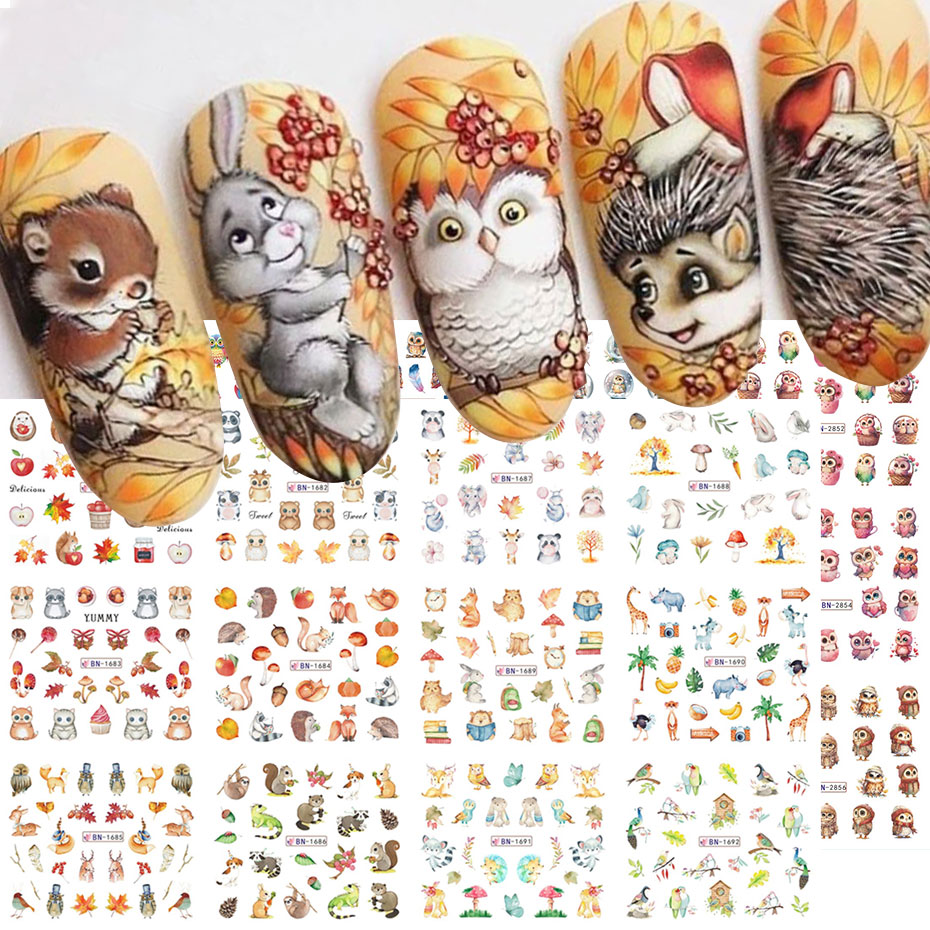 12Design Autumn Animal Nail Ar - đánh giá và giá Waterslide Decal Paper