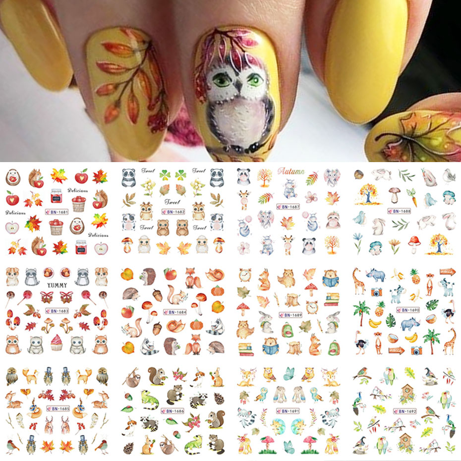 12Design Autumn Animal Nail Ar - đánh giá và giá Waterslide Decal Paper
